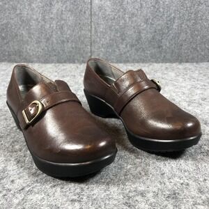 Dansko Mary Jane Wedge Shoes Womens 7.5 Brown Leather Comfort Slip On